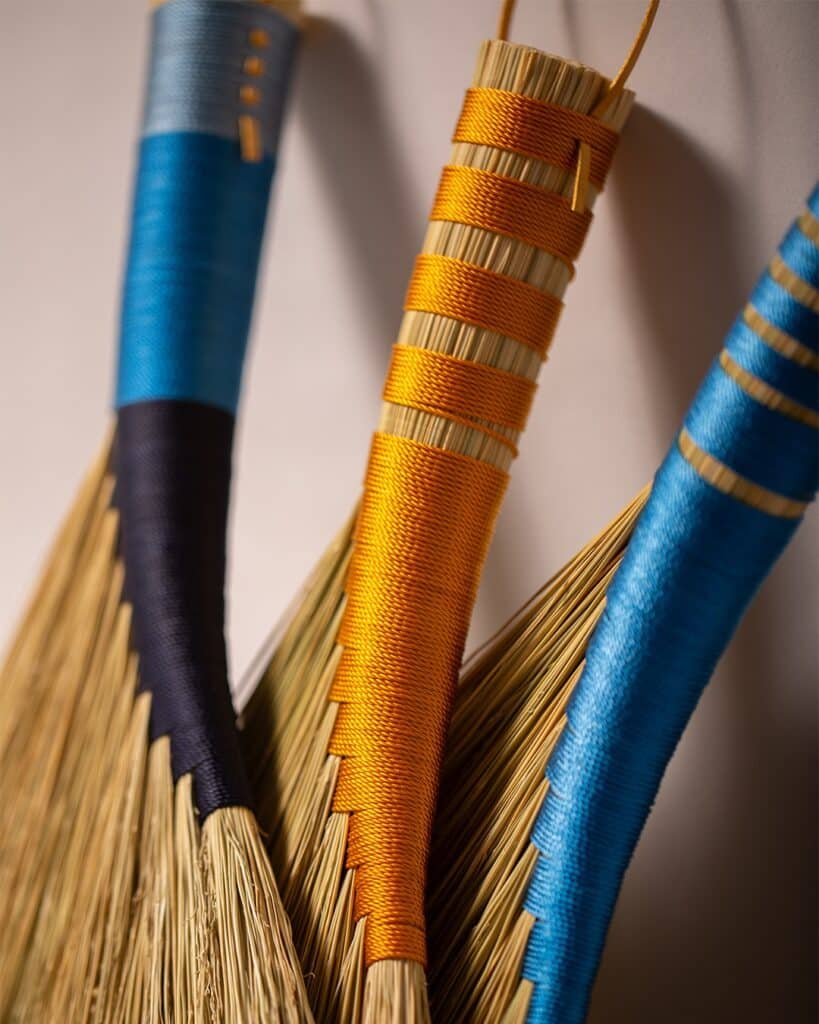 Close up of hens wing hand brooms